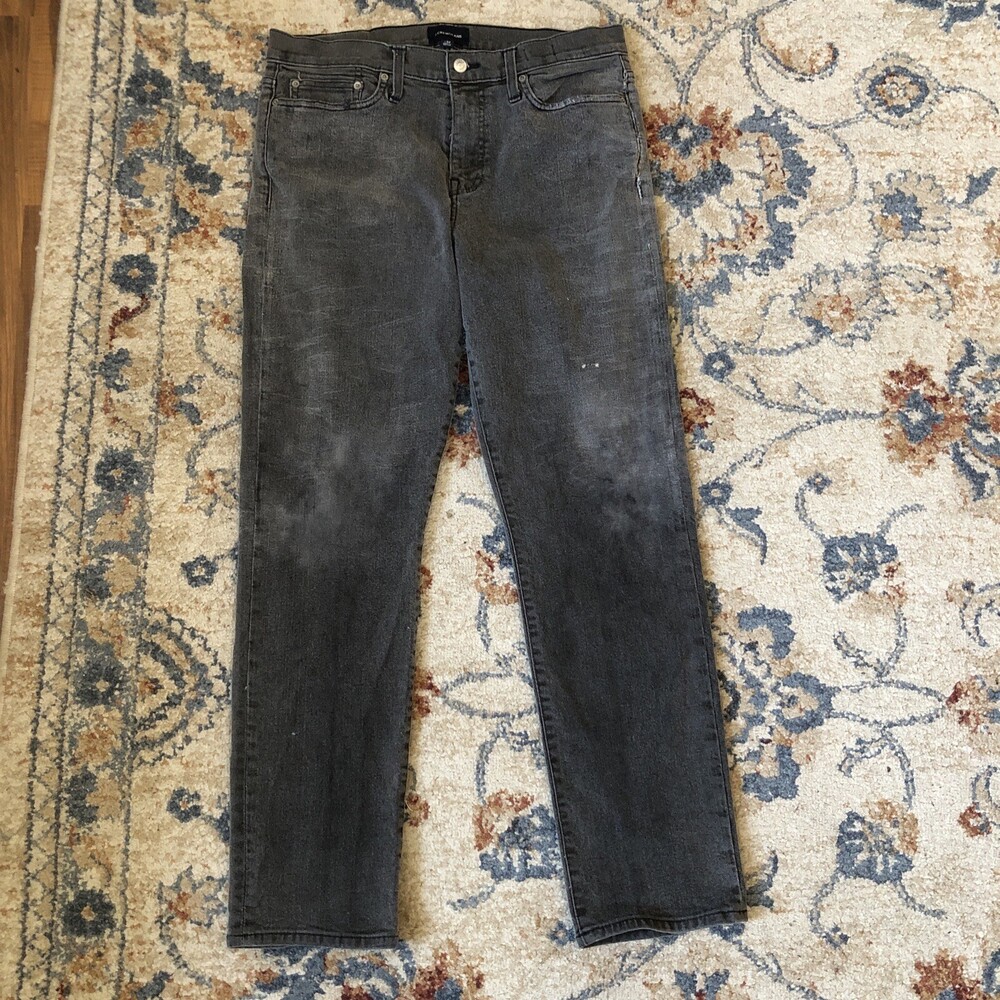 J Crew Jeans Mens 33x32 Grey Denim Pants 1040 Athletic Fit Stretch Casual